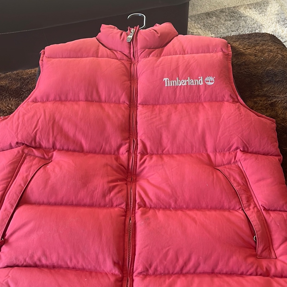 I got another red Timberland puffy vest